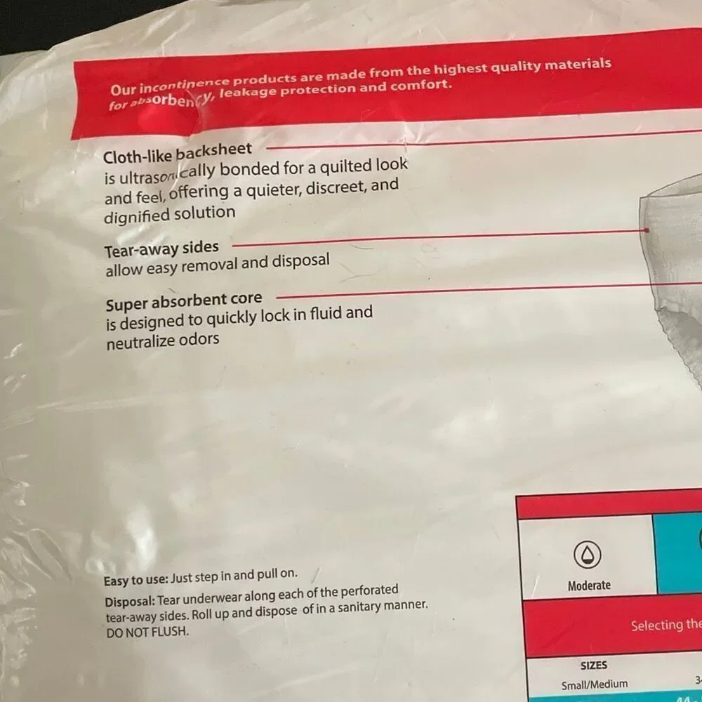 Cardinal health under wear sure care plus heavy absorbency size large 18 count